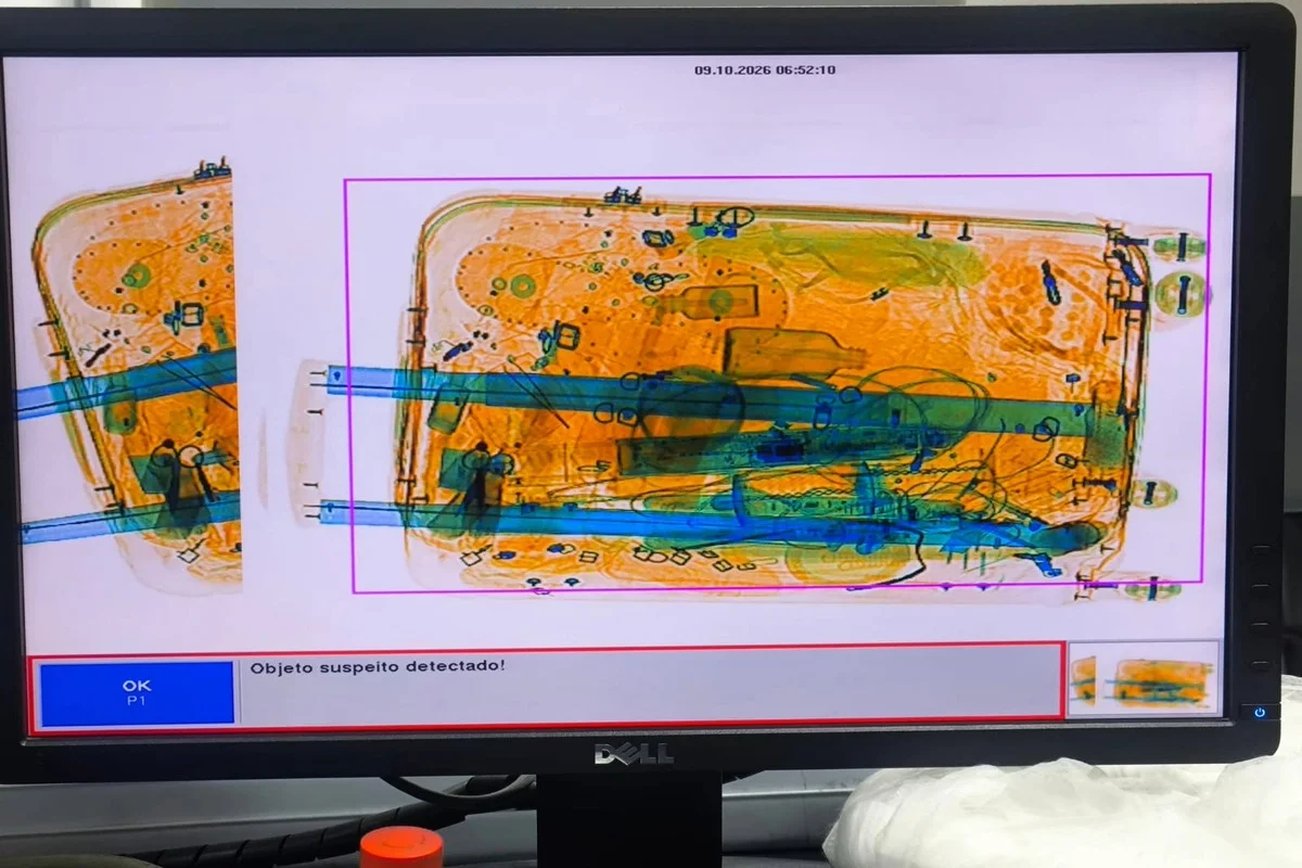 Imagem de raio-x de bagagem que gerou alerta no Aeroporto Internacional de Guarulhos